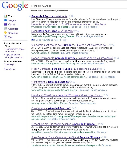 ...et le nom de Charlemagne est parmi les premiers résultats