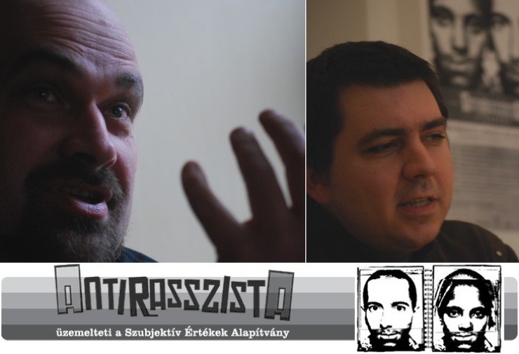 Le joueur de métal András Vörös (Superbutt) et le fondateur de l'ONG Marcell Lőrincz éloignent leur lutte anti-racisme de la campagne électorale ©Fabien Champion/ Foundation of Subjective Values