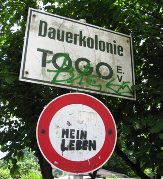 Schild der Kleingartenanlage "Dauerkolonie Togo e.V."